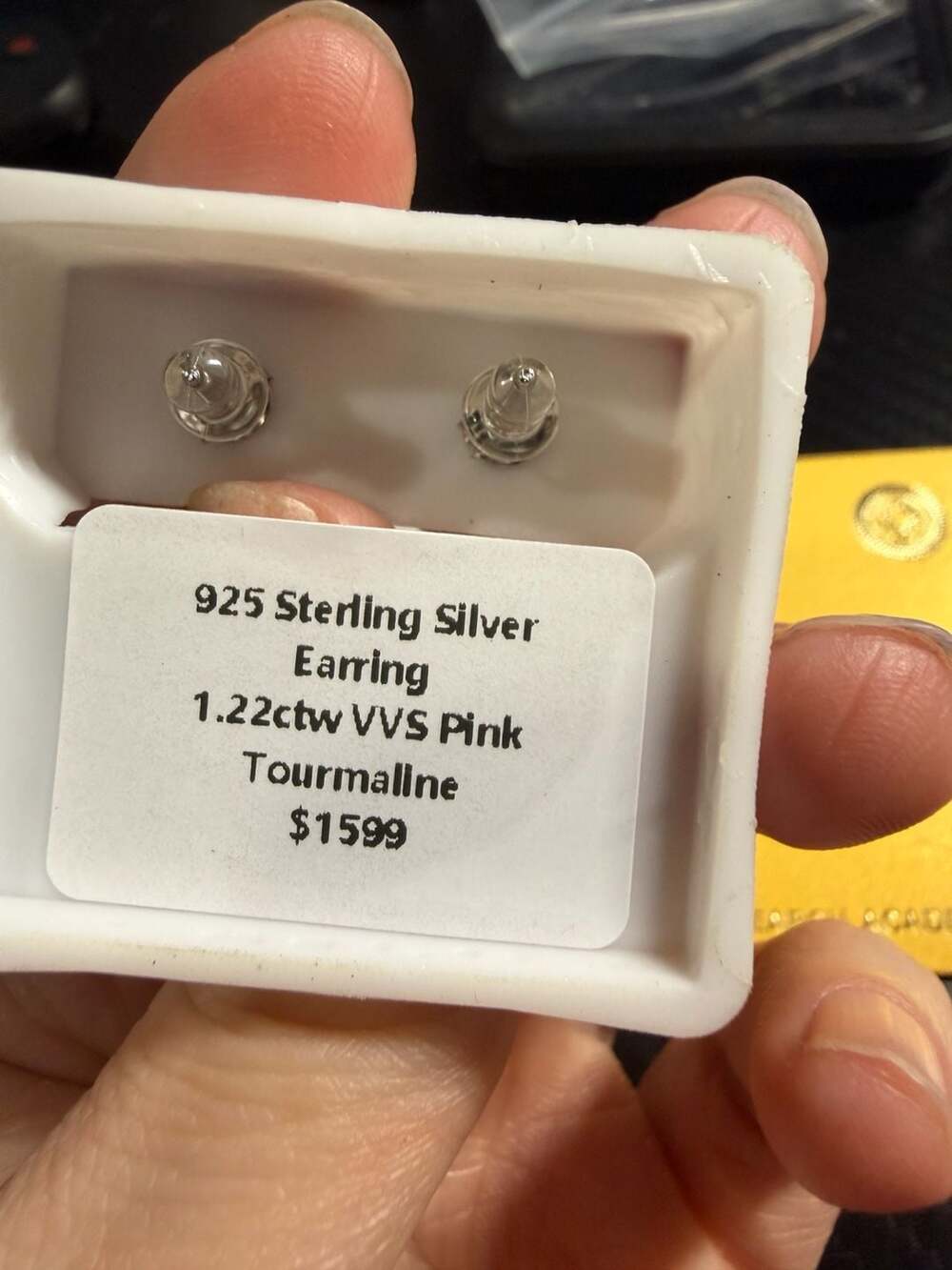 GRA 925 Sterling Silver 1.22ctw VVS Pink Tourmaline Halo Stud Earrings - Picture 3 of 4